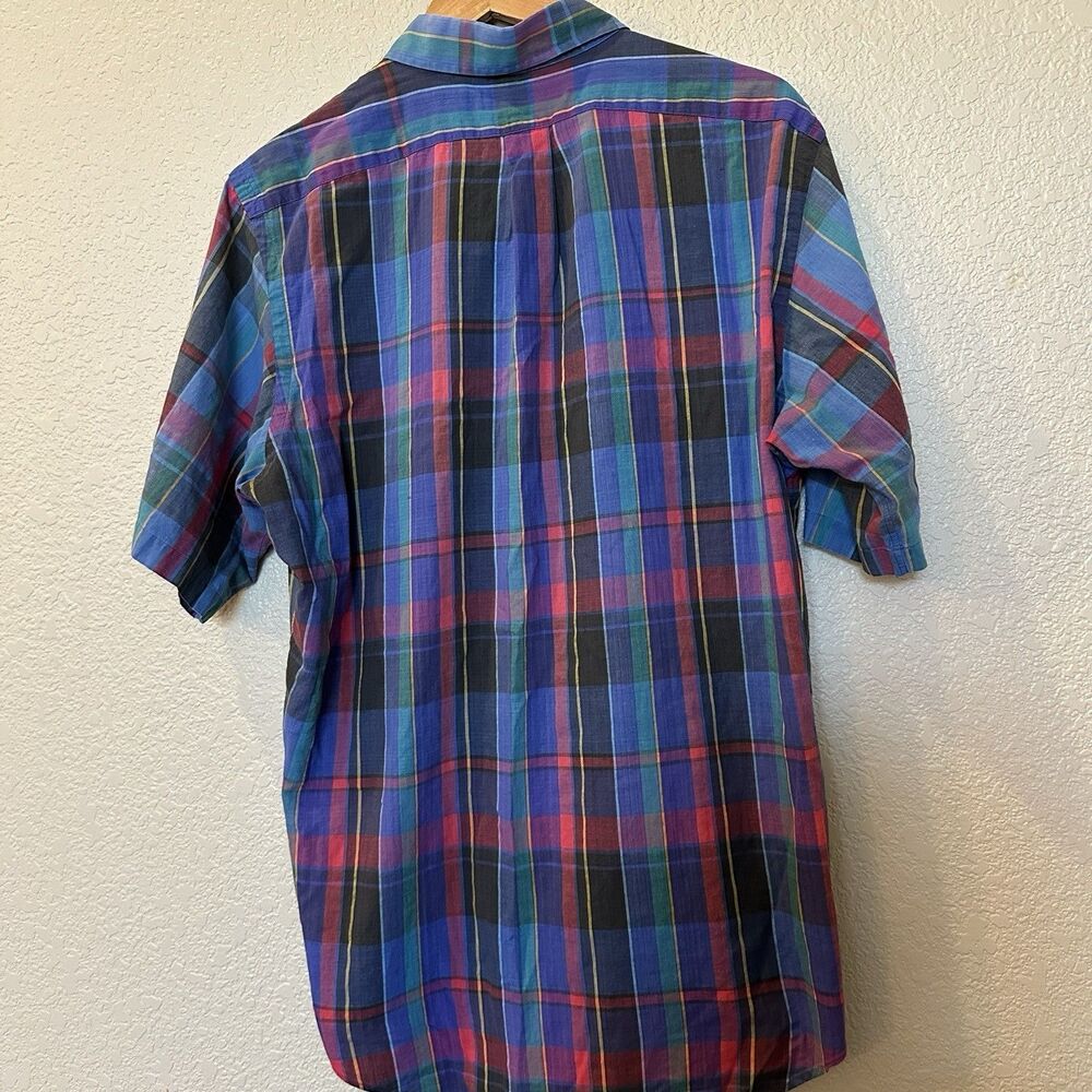 Ralph Lauren Blue label Plaid Shirt Vintage Blue And Red Mens Large Shirt Sleeve - Picture 2 of 5